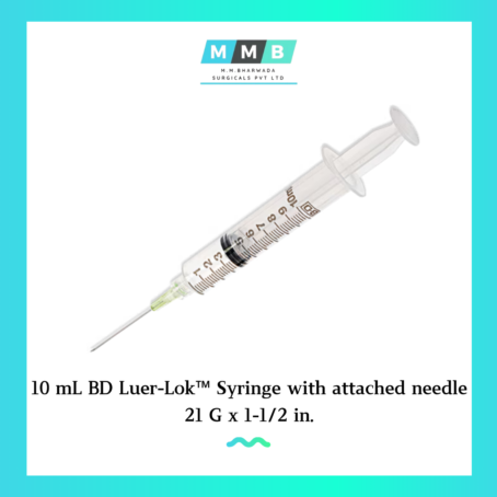 10 mL BD Luer-Lok™ Syringe with attached needle 21 G x 1-1/2 in.