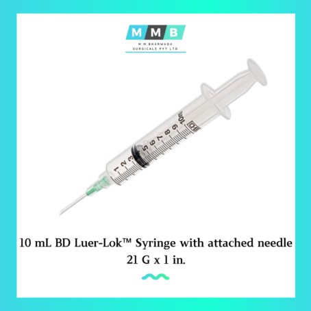 10 mL BD Luer-Lok™ Syringe with attached needle 21 G x 1 in.