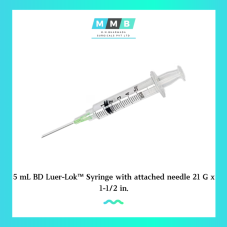 5 mL BD Luer-Lok™ Syringe with attached needle 21 G x 1-1/2 in.