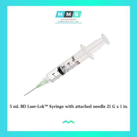 5 mL BD Luer-Lok™ Syringe with attached needle 21 G x 1 in.